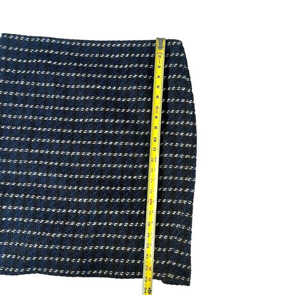 Ann Taylor Tweed Pencil Skirt Black Blue Cream Striped Size 14 - Picture 5 of 8